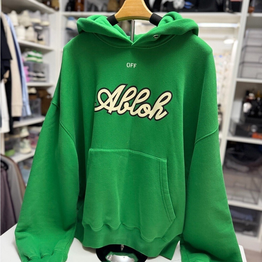 Off-White Abloh Hoodie Vibrant Green Size Medium